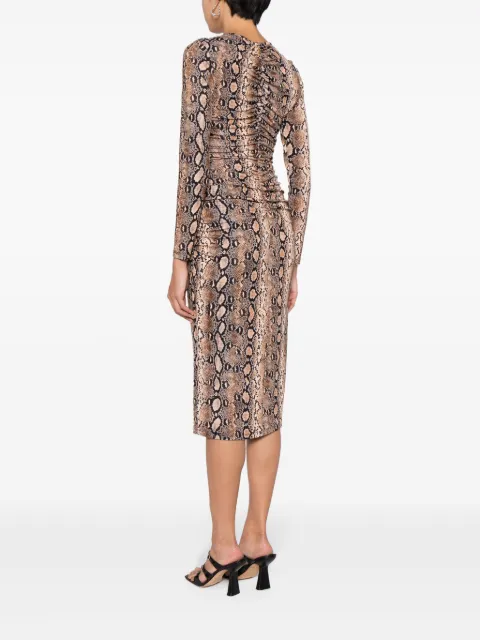 Michael Kors snakeskin-print ruched midi dress MH381UPBAX - 3