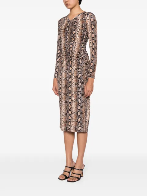 Michael Kors snakeskin-print ruched midi dress MH381UPBAX - 2