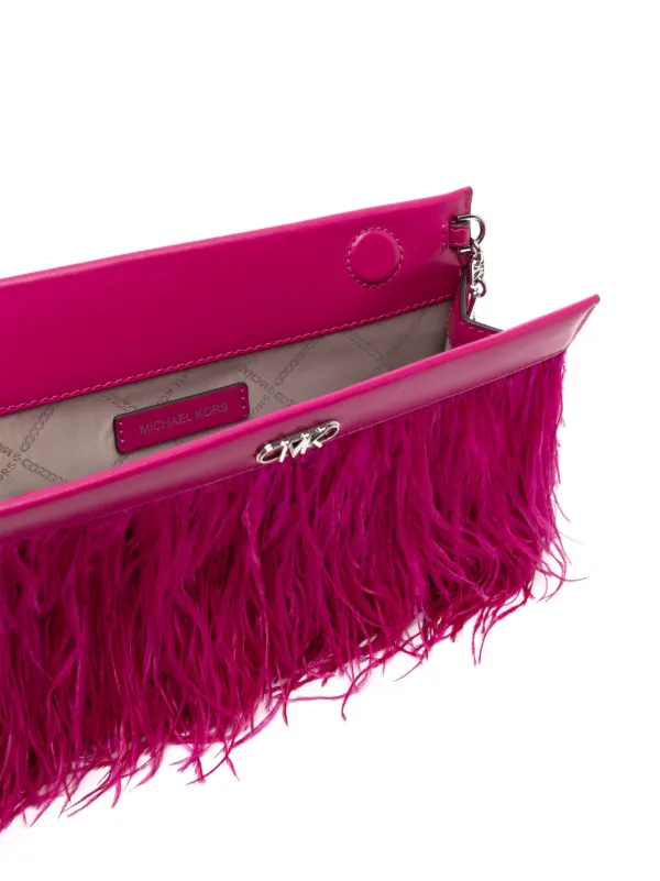 Michael Kors Tabitha feather embellished Leather Shoulder Bag Pink FARFETCH CA