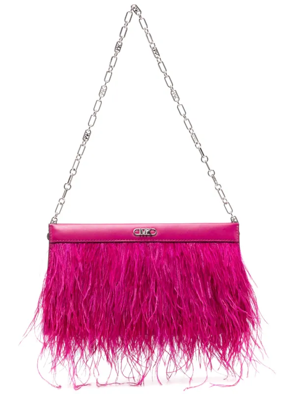 Michael Kors Tabitha feather embellished Leather Shoulder Bag Pink FARFETCH CA