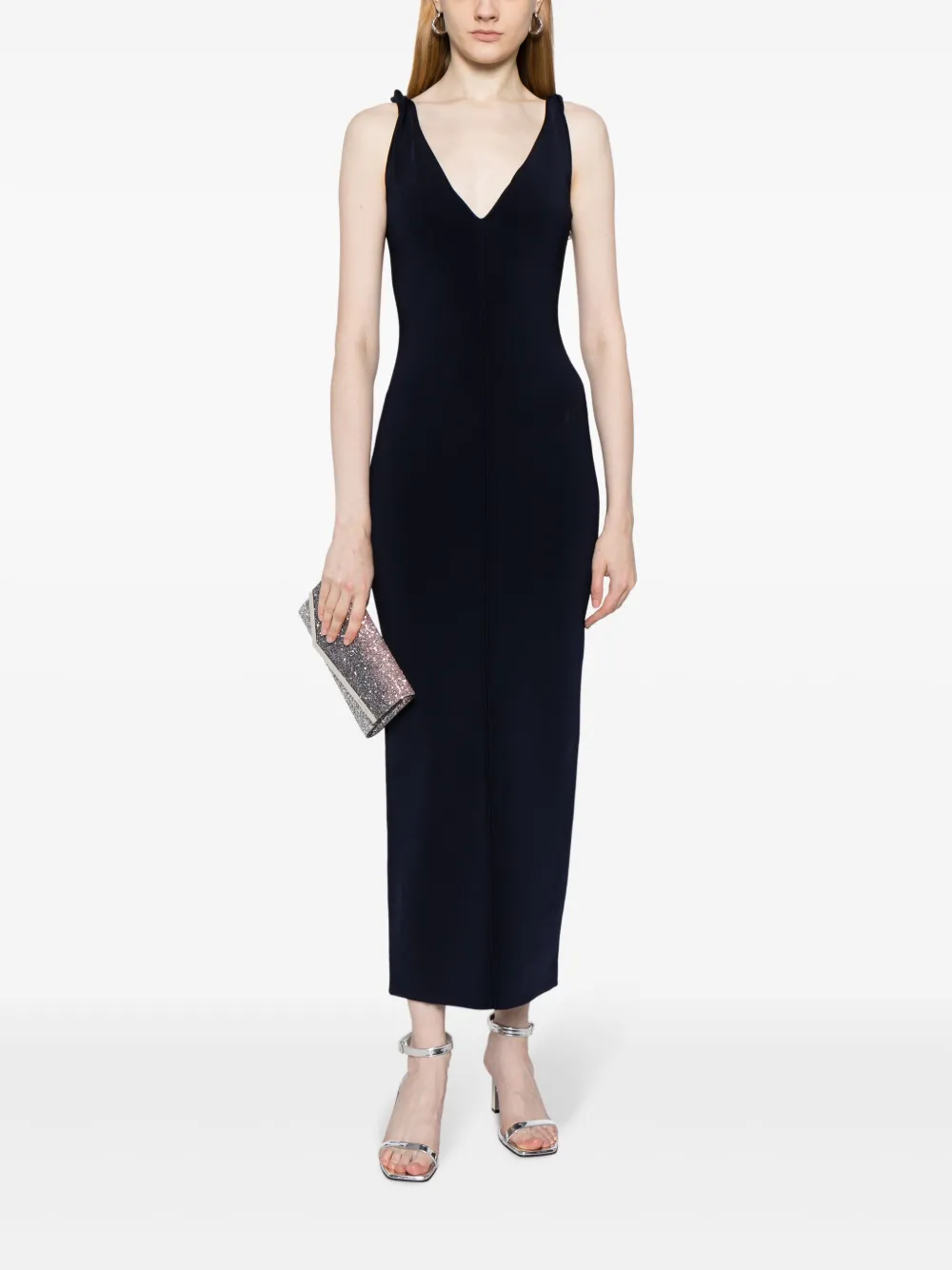 Galvan London Tyra midi-rok met gedraaid bandje - Blauw