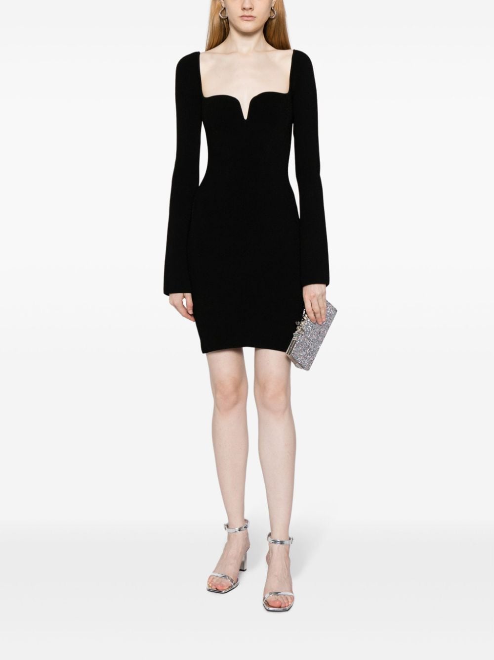 Shop Galvan Gaia Sweetheart-neck Minidress In Black