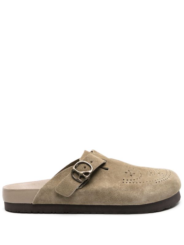 Needles punch-hole Detailing Suede Slippers - Farfetch