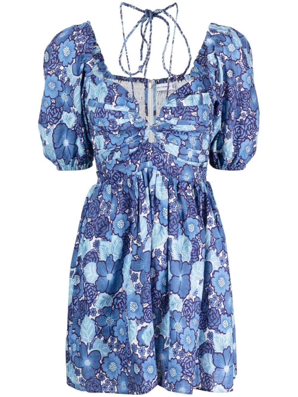 Shop Faithfull The Brand Odelia Floral-print Linen Dress In Blue