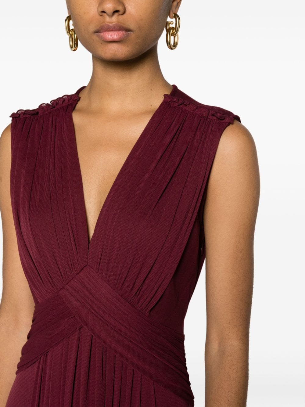 Shop Diane Von Furstenberg Marika Gathered V-neck Maxi Dress In Purple
