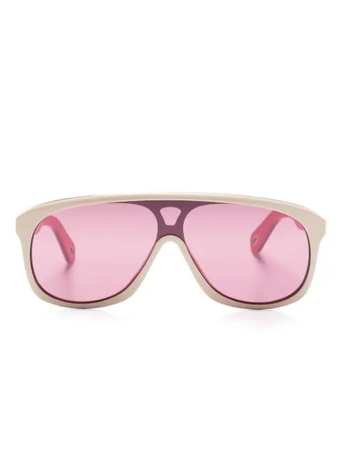 Chloé Eyewear shield-frame logo-engraved sunglasses