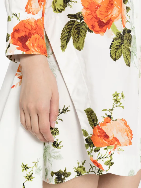 ERDEM フローラル ミニシャツドレス | ホワイト | FARFETCH JP