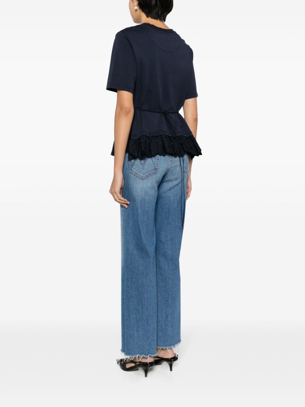 Shop Erdem Peplum-hem Cotton T-shirt In Blue