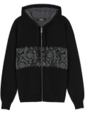 Versace Barocco-jacquard zip-up hoodie - Black