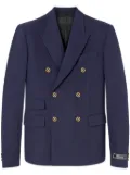 Versace double-breasted logo-plaque blazer - Blue