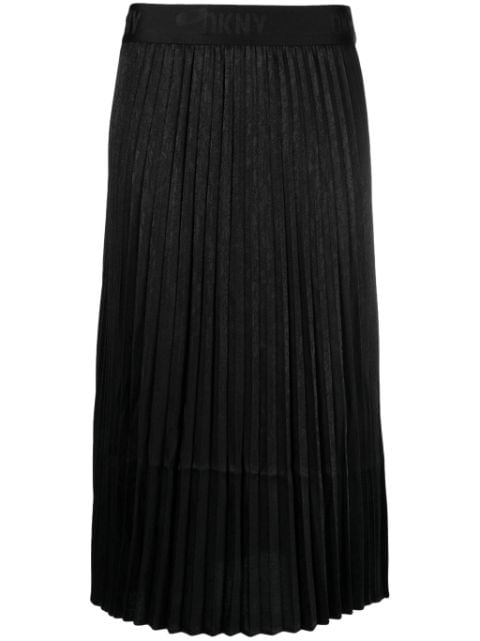 DKNY patterned-jacquard pleated midi skirt