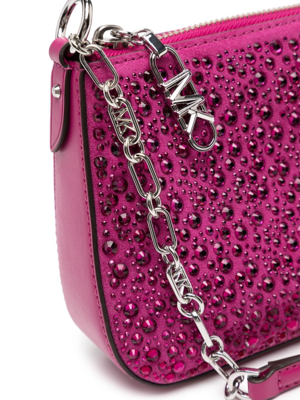 Shop Michael Kors Medium Empire Crystal-embellished Shoulder Bag In Pink