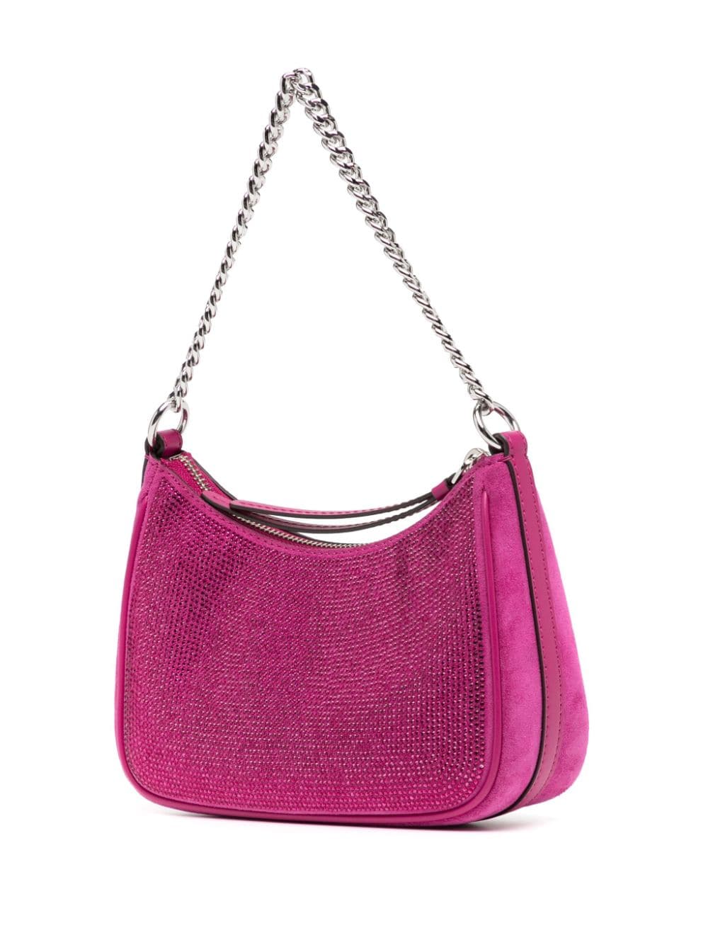 Shop Michael Kors Jet Set Crystal-embellished Shoulder Bag In Pink