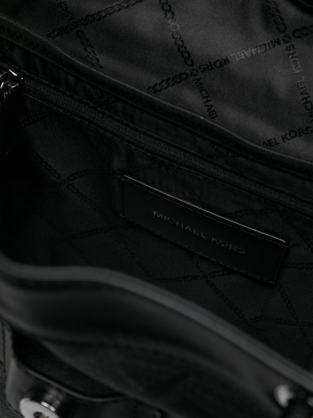 Shop Michael Kors Hudson Empire Signature Logo Leather Backpack In Black