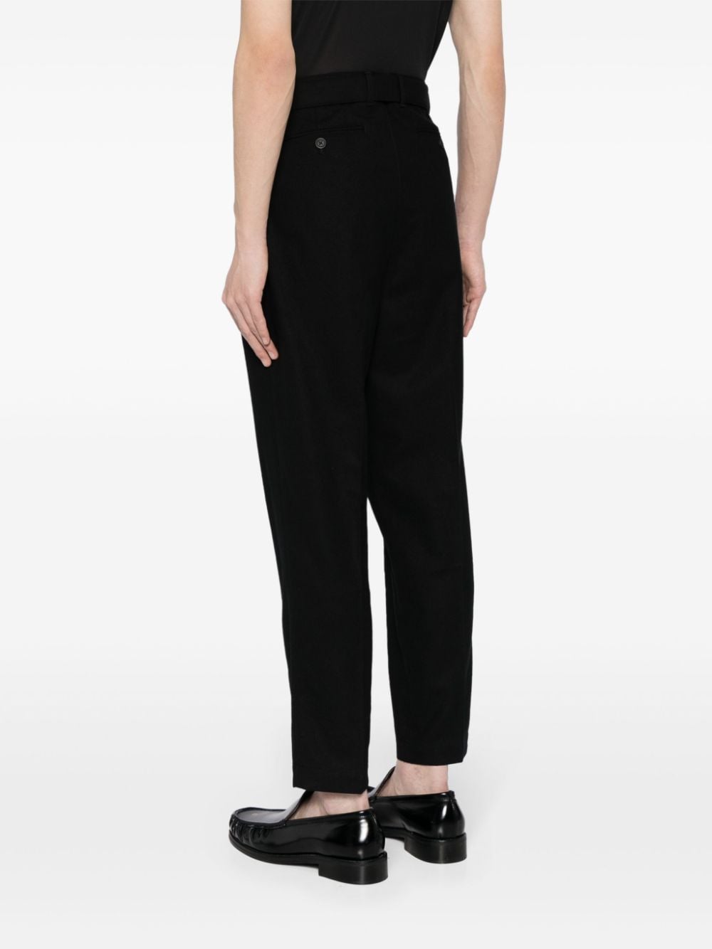 Shop Michael Kors Belted Tapered-leg Trousers In Black