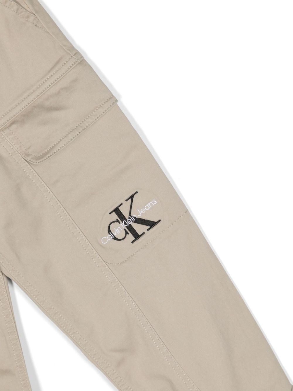 Shop Calvin Klein Logo-embroidered Cargo Pants In Neutrals