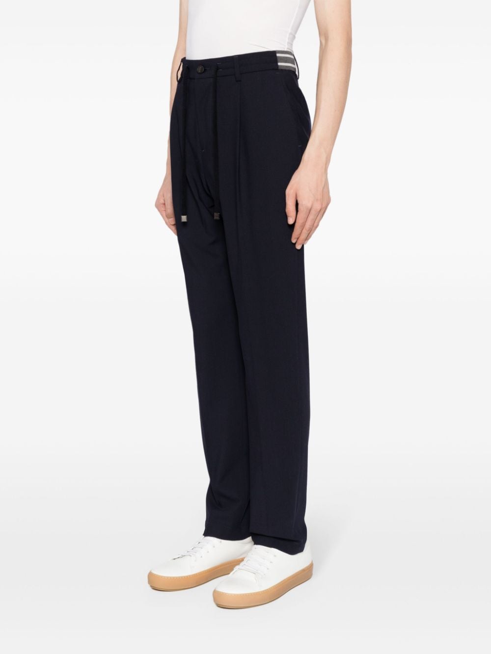 Shop Peserico Drawstring-waist Tapered Trousers In Blue