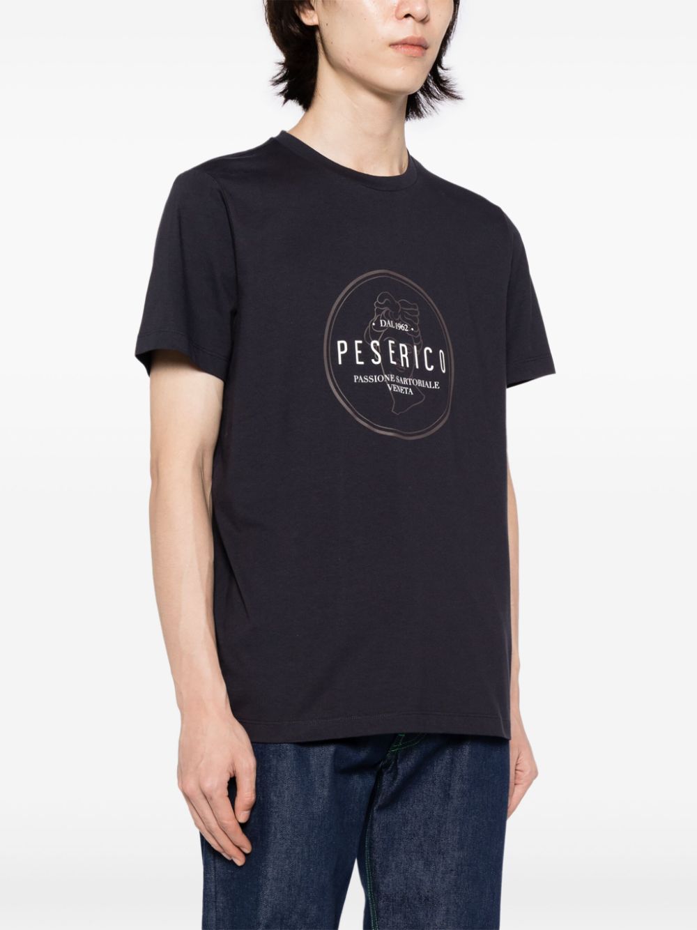 Shop Peserico Logo-print Cotton T-shirt In Blue