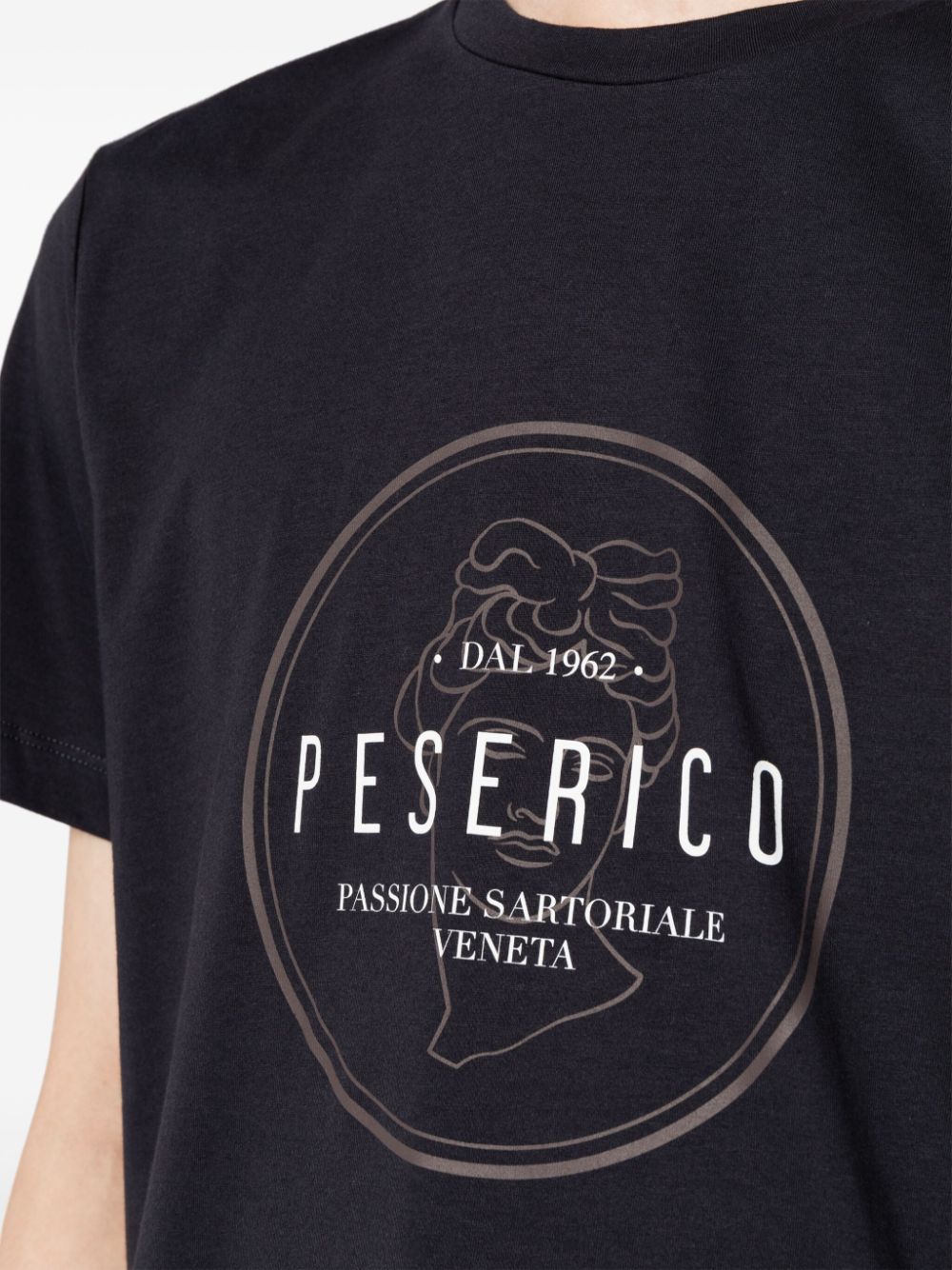 Shop Peserico Logo-print Cotton T-shirt In Blue