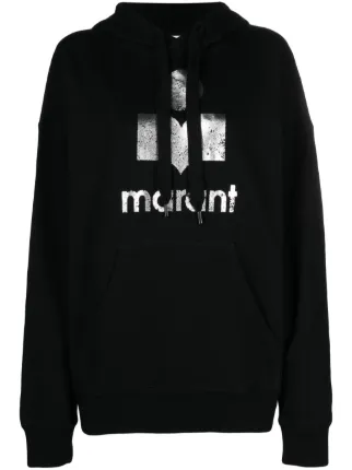 MARANT ETOILE logo print Organic Cotton Sweatshirt Black FARFETCH BE