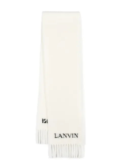 Lanvin intarsia-logo fringed scarf