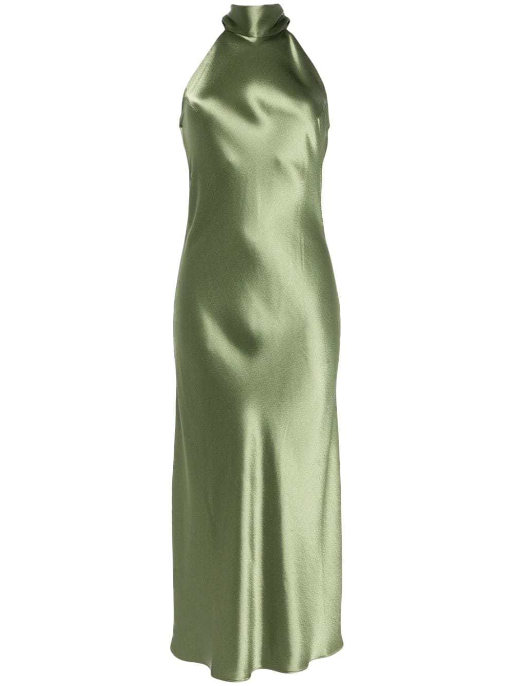 Galvan Sienna Halterneck Midi Dress In Green