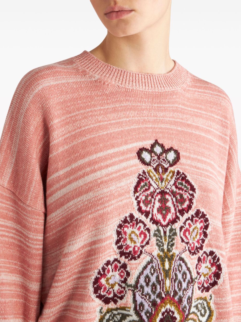 Shop Etro Intarsia-knit Wool-blend Jumper In Pink