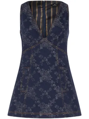 Blue Abbie Shirred Mini Dress Etro - Abbie Shirred Mini Dress -  GenesinlifeShops Spain