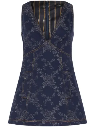 ETRO▼ペイズリー フローラル ジャカードデニム ミニドレス ETRO フローラルジャカード デニムミニドレス | ブルー