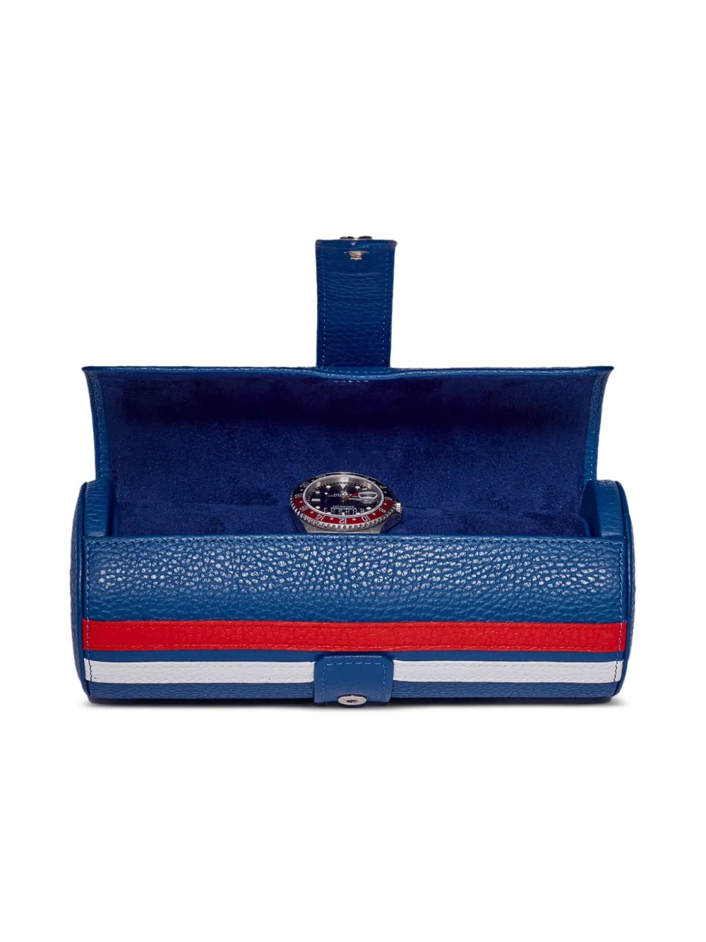 Shop Rapport Greenwich Leather 3-watch Roll In Blue