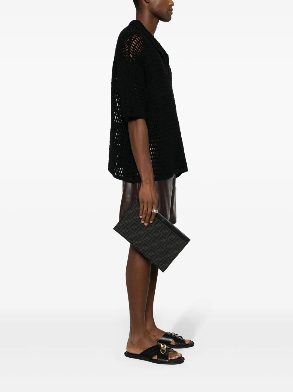 FENDI Leren clutch - Zwart