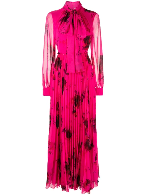open lace back dress Abstract Rose Milberry Red Long Sleeve Midi Dress