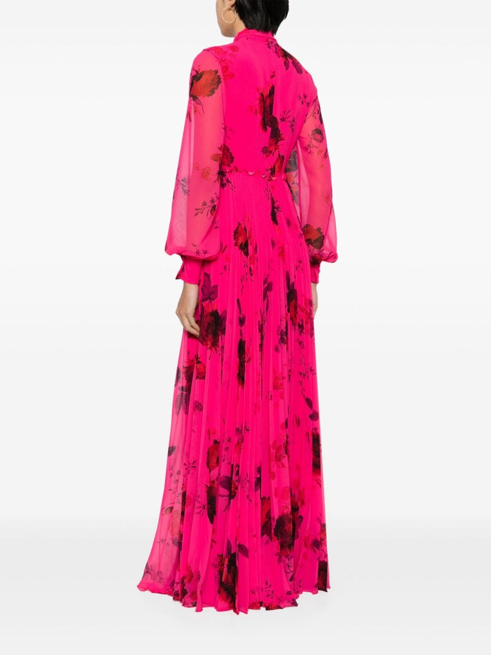 Shop Erdem Floral-print Chiffon Gown In Pink