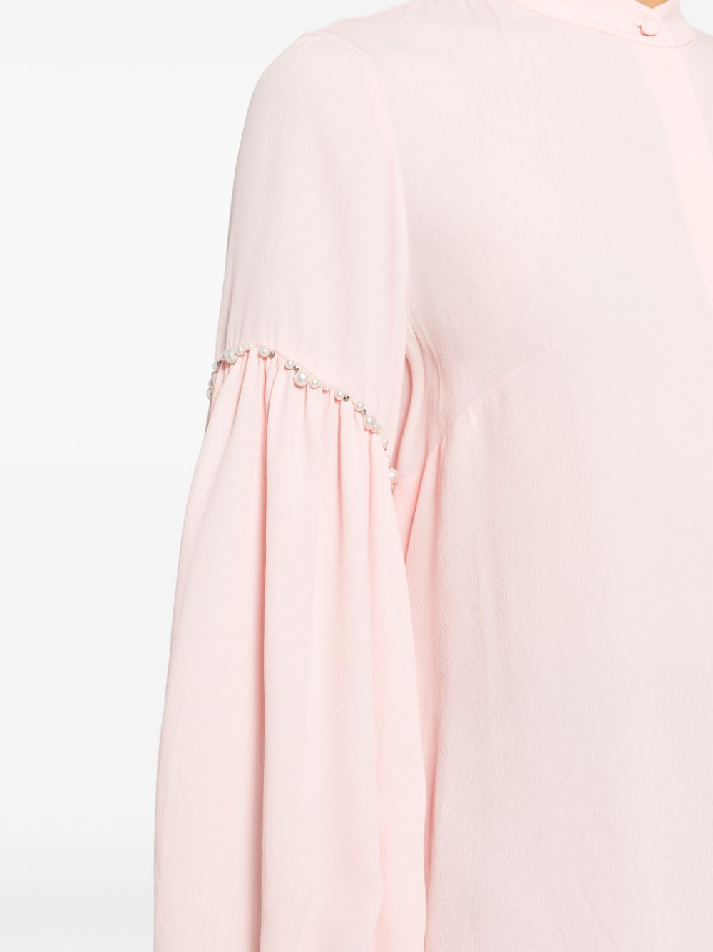 Shop Erdem Faux-pearl Embellished Long-sleeve Shirt In Pink