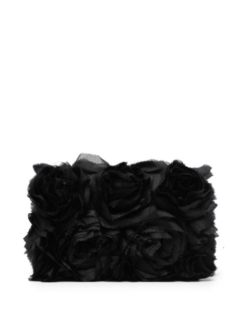 ERDEM ruffle-detail floral-appliqué clutch bag