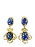 Jennifer Gibson Jewellery Vintage Cosmic Glass Cabochon Earrings 1980s - Gold