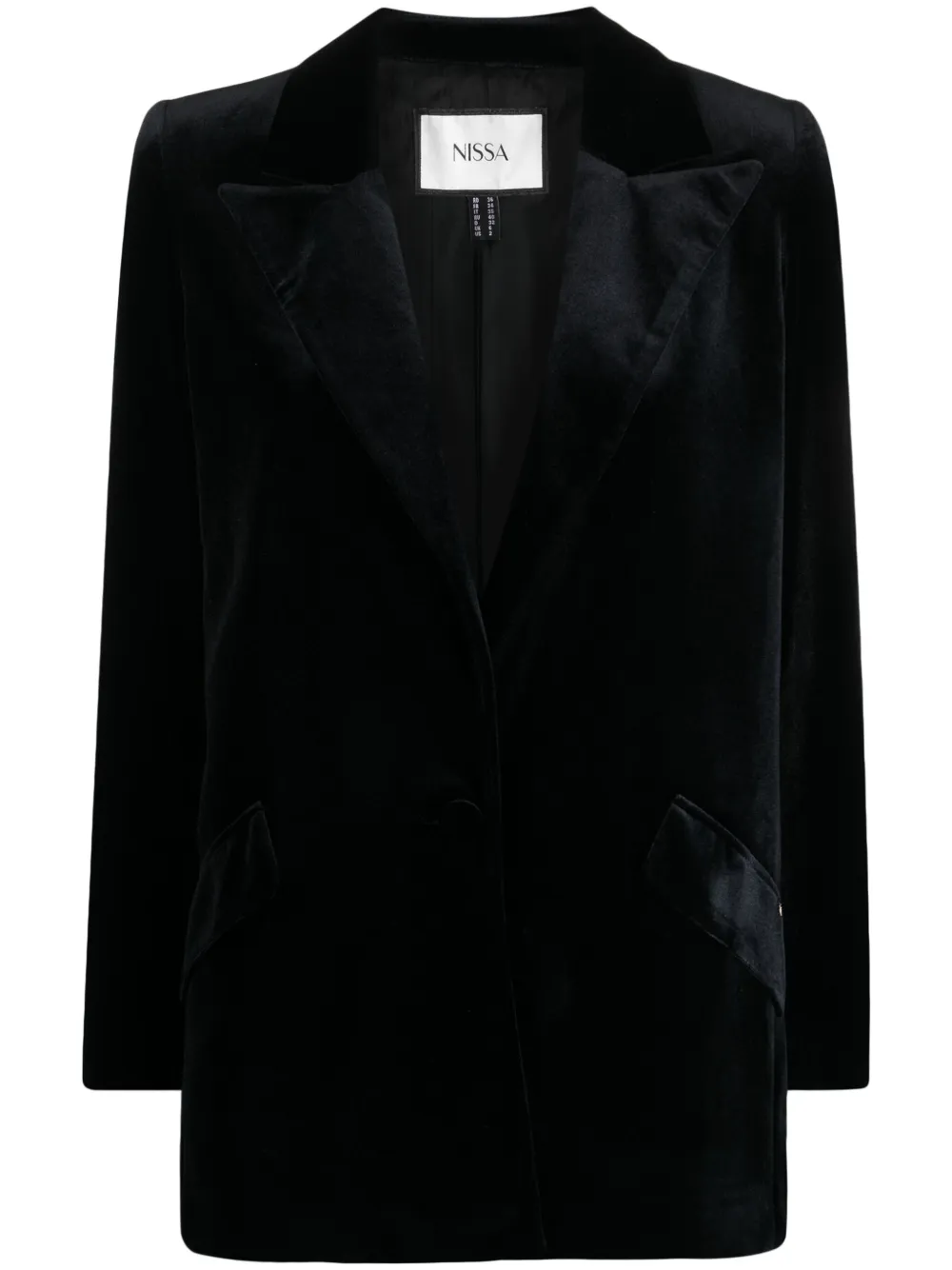 Nissa Single-breasted Velvet Blazer In Black