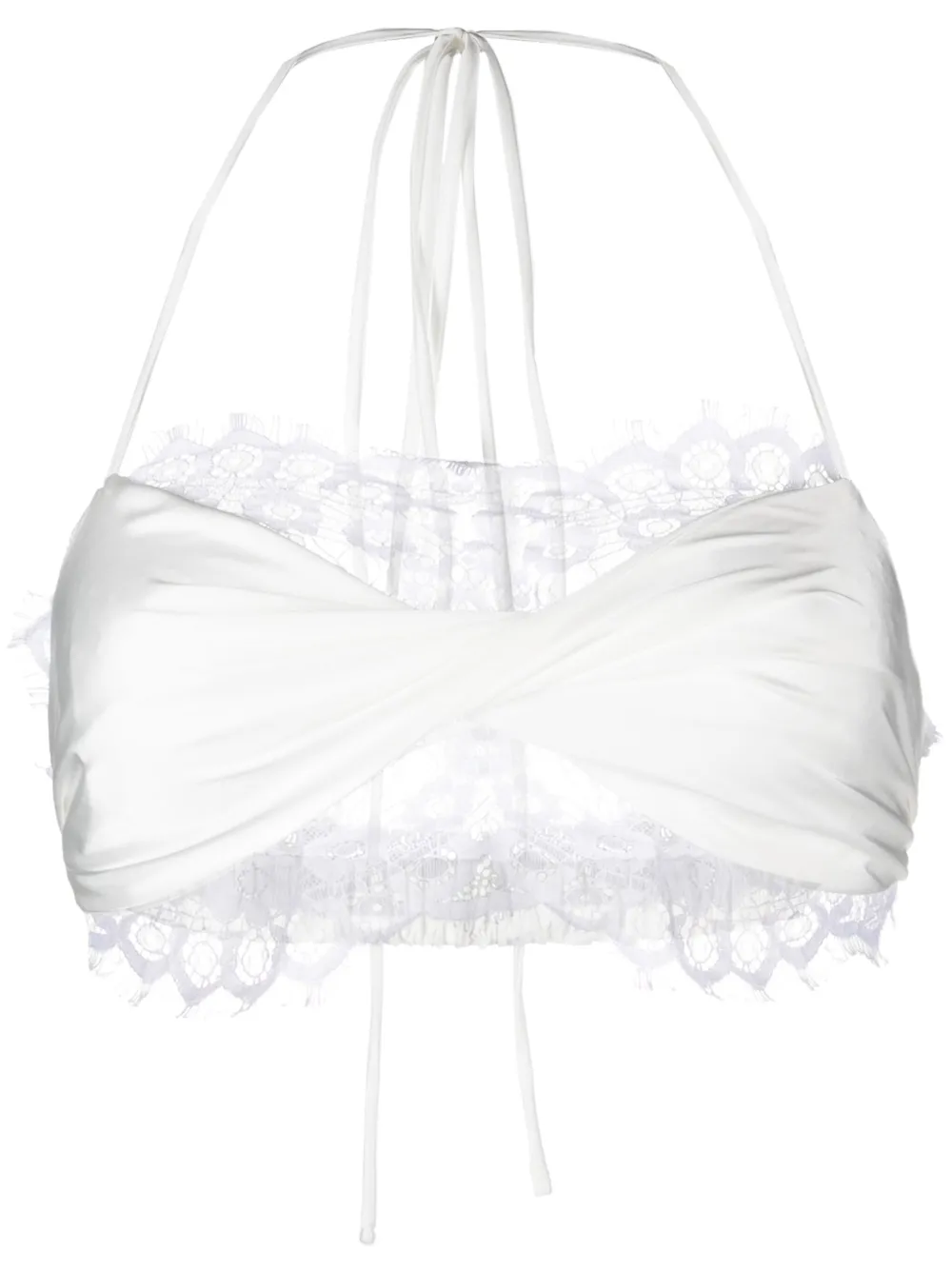 Loulou X Rue Ra Sheer-lace Halterneck Top In White