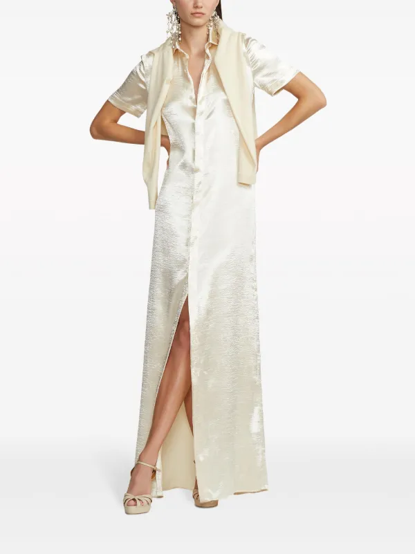 Ralph Lauren Collection short-sleeved Satin Shirt Dress | Neutrals |  FARFETCH OM