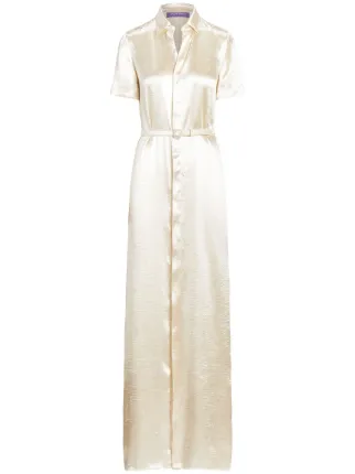 ralph lauren white satin dress Ralph Lauren Chilton Stretch Satin Evening Dress