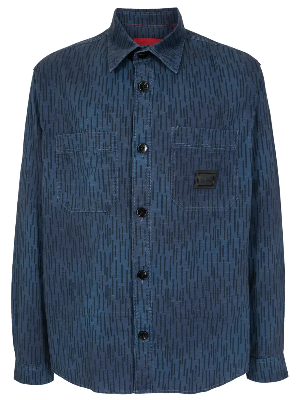HUGO Camisa de popeline com estampa geométrica | Azul | Image 1
