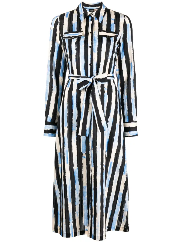 PINKO Assente Striped Cotton Shirtdress - Farfetch