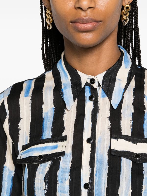 PINKO Assente Striped Cotton Shirtdress - Farfetch