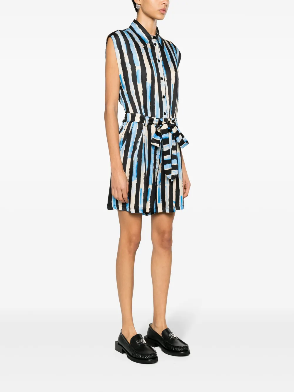 Shop Pinko Tempesta Striped Satin Playsuit In Blue