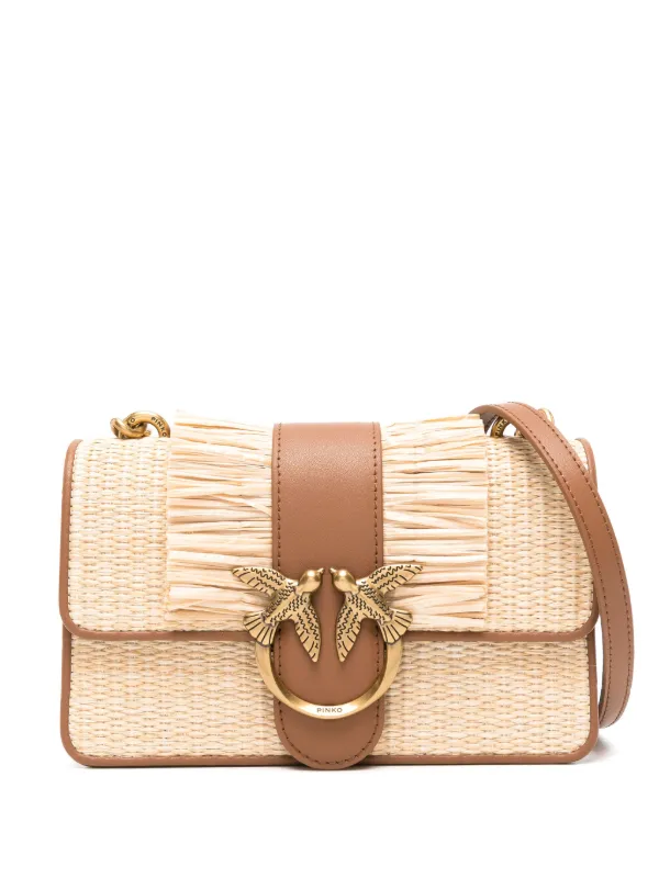 PINKO Mini Love One Raffia Shoulder Bag Neutrals FARFETCH AO