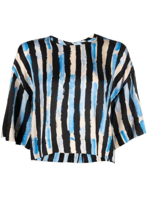 PINKO striped cropped blouse
