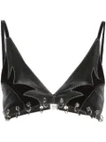 PINKO rings-detailed leather bralette top - Black