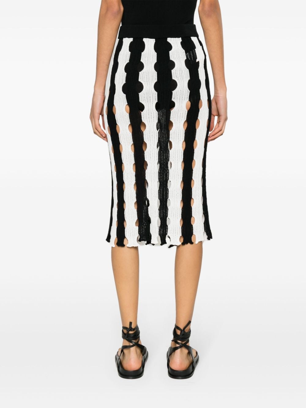 Shop Pinko Cut-out Striped Midi Skirt In White