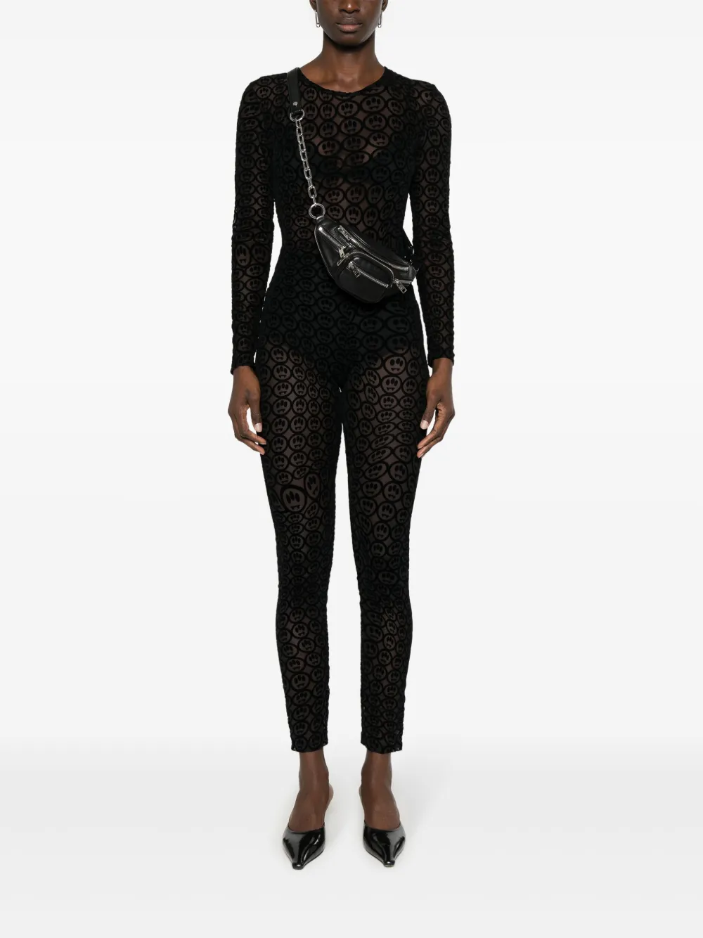 BARROW monogram-print jumpsuit - Zwart