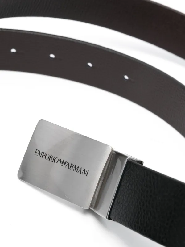 Emporio Armani リバーシブル レザーベルト | ブラック | FARFETCH JP